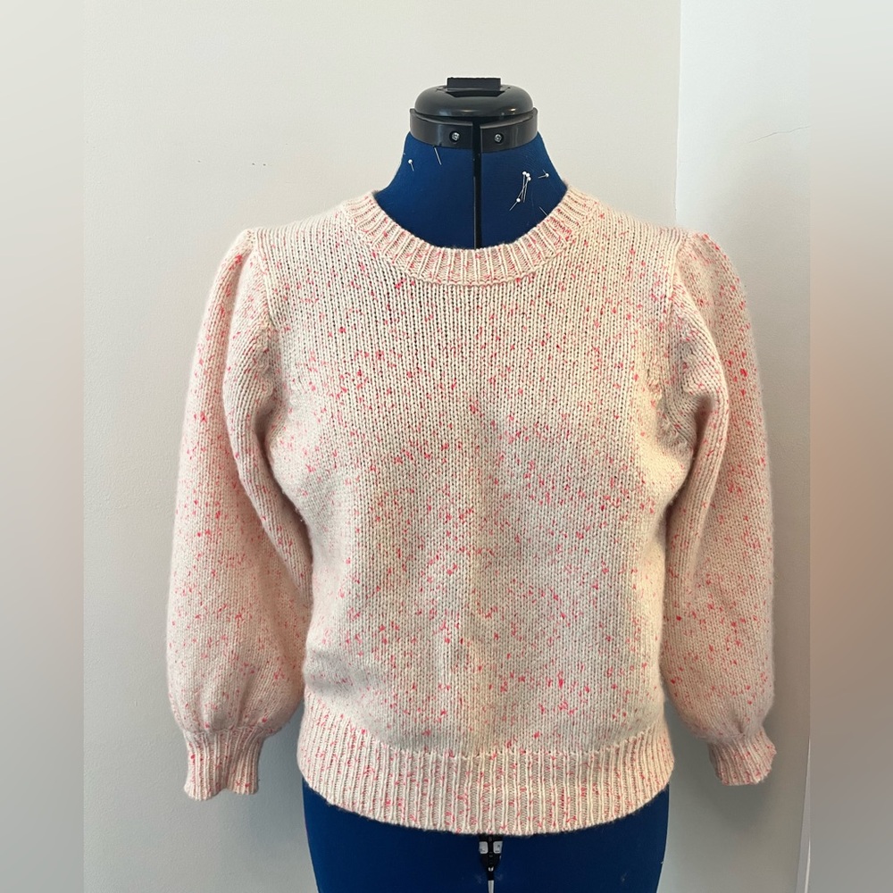 Autumn Cashmere cream and pink balloon sleeve sweater